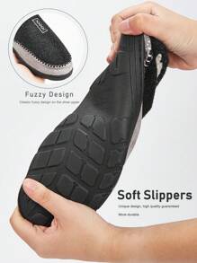 Ciabatte pantofole da casa in memory foam traspiranti da uomo, adatte per uso interno ed esterno, con larghezza extra, colore nero - nero - Visualizzare 4