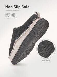 Ciabatte pantofole da casa in memory foam traspiranti da uomo, adatte per uso interno ed esterno, con larghezza extra, colore nero - nero - Visualizzare 3