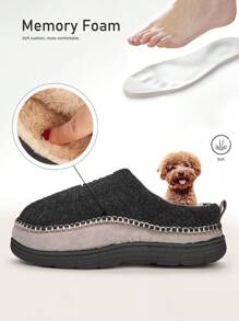 Ciabatte pantofole da casa in memory foam traspiranti da uomo, adatte per uso interno ed esterno, con larghezza extra, colore nero - nero - Visualizzare 2