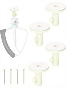 4-Piece Upright Mixer Stand, Kitchen Storage Organizer, With Spiral Mixer Attachment, Plastic Mixer Accessory Storage Tool Holder - Multicolor - View 4