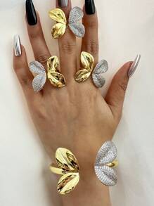 1 pieza Pulsera de metal elegante y de moda con mariposa y microcirconia, apta para hombres y mujeres, uso diario y reuniones