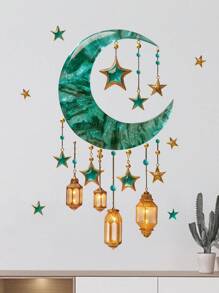 1 件伊斯兰节日星月墙贴 - 节日家居装饰贴花 E-I-D 贴纸个性化贴纸