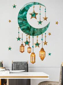 1 件伊斯兰节日星月墙贴 - 节日家居装饰贴花 E-I-D 贴纸个性化贴纸