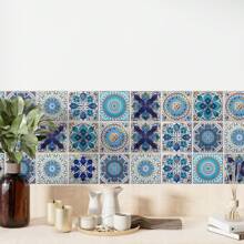 20 buc Autocolante de Perete Autoadezive Mandala Albastru, Autocolante pentru Faianță pentru Bucătărie, Impermeabile pentru Sufragerie Bucătărie Dormitor, Autocolante de Perete din Vinil, Decor de Perete pentru Acasă, Cadouri de 4x4 Inch Zi de Naștere Absolvire Decor Cameră Decor Acasă Decor Baie Decor Dormitor Articole de Decorare Cameră Decor Sufragerie Decor Casă Decor Acasă Tapet Sufragerie Autocolante Personalizate