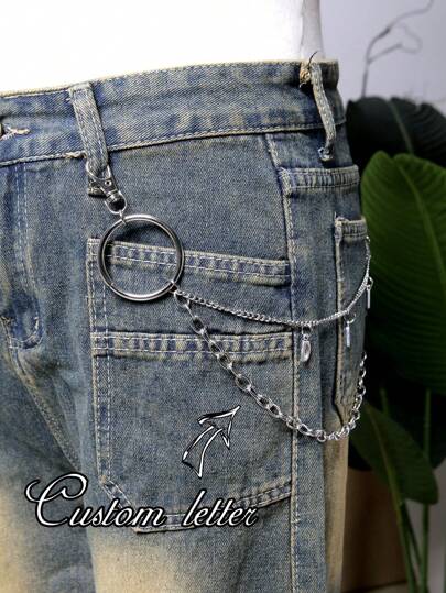 1pc Personalized Customized Waist Chain Fashion Jeans Chain Punk Hip Hop Pants Chain Waist Chain Custom Letter Waist Chain Suitable For Valentine's Day Gifts, Daily Decorations, Anniversary Gifts, Gifts For Boyfriends/Girlfriends,School Supplies,Back To School,School Gift,For Office,For School,For Classroom,For Teacher Gifts,For University,For Colleague,For Dorm Rooms,For Teacher,For Boys And Girls,For Teenagers,Junior High School Students,Middle School Students,High School Senior High School Students,College Students,University Students,Freshman,Sophomore,Underclassmen