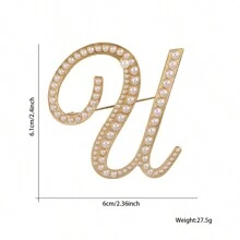 26pcs Pearl Letter Brooch Pins, Vintage Clothing Decorative Accessories, Anti-Slip Fastener Accessory