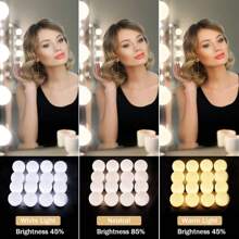 1pc USB Detachable 3-Color Dimmable Vanity Makeup Mirror Light, Rotatable Cord, No Drilling Required, Available Options: 4/6/8/10/12/14/16 LED, Suitable For Bathroom Vanity, Makeup Mirror, Dressing Table, Illumination Makeup Mirror Lamp - White - View 2
