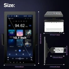 Haudio 10.1 Inch Car Stereo, Rotatable Touch Screen Single Din Car Radio, 2G+32G Carplay And Android Auto, Android 13/Hi-Fi/Mirrorlink/EQ Audio/Bluetooth 4.2/SWC/GPS Navigation/AM/FM, Vertical Car Stereo With AHD Backup Camera - Black - View 8