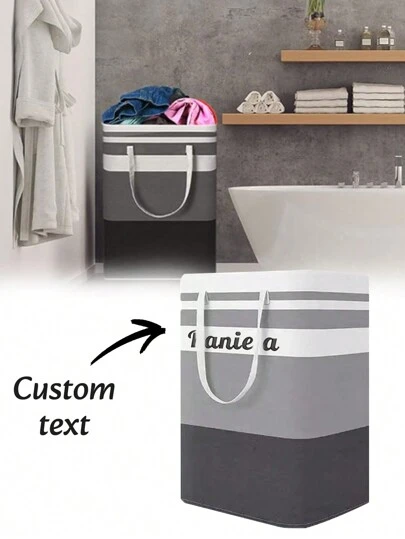 1 pieza Cesta de lavandería grande personalizada con bordado, cesta de lavandería grande plegable con asas de transporte fáciles, cesta autoportante impermeable para almacenamiento de ropa, juguetes, organizador de baño, cesta, cesta de almacenamiento, cesta de lavandería plegable