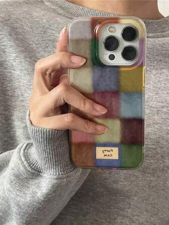 Retro Colorful Plaid Protective Case Compatible With IPhone 16 Pro Max, 15/17 New Models, 14 Pro/13, 12, 11XR, Shockproof TPU Soft Cover, Autumn/Winter