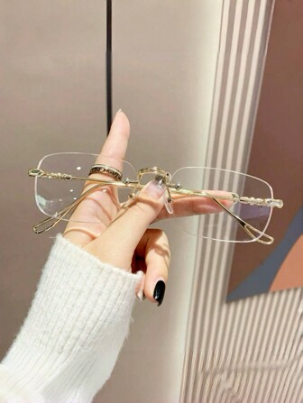 1pc,Women's Rimless Fashion Casual Glasses