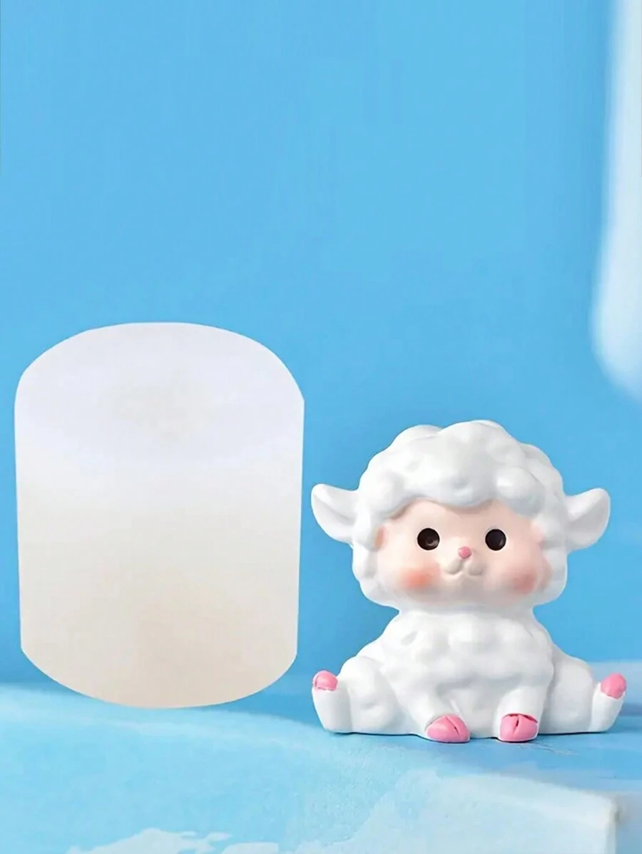 1pc 3D Cartoon Sheep Candle Silicone Mold DIY Cute Animal Lamb Shaped Diffuser Plaster Silicone Mold