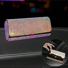 1 pièce Étui à lunettes décoratif avec strass, boîte de rangement pour lunettes