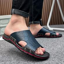 Nowe męskie sandały, wygodne antypoślizgowe męskie kapcie, grube buty plażowe, antypoślizgowe lekkie buty turystyczne, chodaki Garden Walk, wysoka jakość, duże rozmiary 39-48 męskie sandały, odpowiednie na plażę, na zewnątrz, na wakacje (asymetryczny wzór) - Niebieski - Zobacz 7