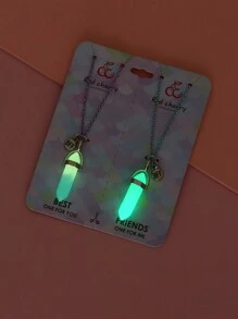 2 buc/set fete rășină colorat strălucire în întuneric colier cu lanț de piatră, set de cadou drăguț de bijuterii potrivit pentru purtarea zilnică și bestie