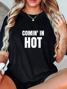 Camiseta Coming In Hot 100 % algodón - Negro - Ver 1