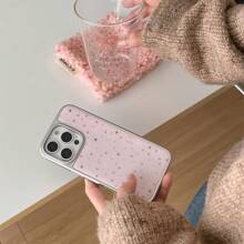 时尚粉色星星设计手机壳适用于 16 Pro，电镀银色个性化创意保护套适用于 15 Pro、14 Pro Max、13 系列，适合少女审美防水防震防摔防刮 - 粉色 - 查看 9