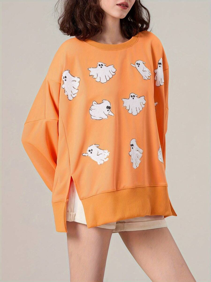 Halloween Ghost Jumper - Orange - View 1