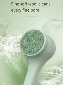 Multi-Functional Electric Shower Brush, Deep Exfoliating Shower Brush With Soft Bristles That Gently Massage The Skin. It Comes With 6 Standard Brush Heads That Can Be Easily Replaced. It Has 3 Shower Modes, A 1200mAh USB Rechargeable Battery For Long Time Use, The Brush Head Is Made Of Silicone, The Handle Is Removable For Easy Storage, And It Is IP67 Waterproof Certified, Making It An Ideal Tool For Showering And Massaging At Home. - màu xanh lá - Xem 4