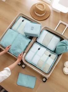 9pcs~1pc Travel Toiletry Bag Set, Portable Organizing Kit Includes Clothing Bag, Underwear Bag, Shoe Bag, Digital Product Storage Bag, Drawstring Pouch, Breathable Mesh Bag, Toiletry Bag, Cosmetic Storage Bag, Large Capacity Makeup Organizer Makeup Case, For Lipstick, Brush, Skincare, Mobile Phone, Coin, Small Items, For Home, Gift, Vacation And Festival Halloween Christmas Multifunctional Use