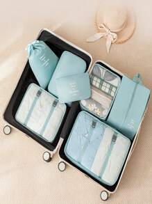 9pcs~1pc Travel Toiletry Bag Set, Portable Organizing Kit Includes Clothing Bag, Underwear Bag, Shoe Bag, Digital Product Storage Bag, Drawstring Pouch, Breathable Mesh Bag, Toiletry Bag, Cosmetic Storage Bag, Large Capacity Makeup Organizer Makeup Case, For Lipstick, Brush, Skincare, Mobile Phone, Coin, Small Items, For Home, Gift, Vacation And Festival Halloween Christmas Multifunctional Use