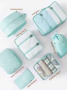 9pcs~1pc Travel Toiletry Bag Set, Portable Organizing Kit Includes Clothing Bag, Underwear Bag, Shoe Bag, Digital Product Storage Bag, Drawstring Pouch, Breathable Mesh Bag, Toiletry Bag, Cosmetic Storage Bag, Large Capacity Makeup Organizer Makeup Case, For Lipstick, Brush, Skincare, Mobile Phone, Coin, Small Items, For Home, Gift, Vacation And Festival Halloween Christmas Multifunctional Use