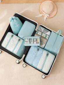 9pcs~1pc Travel Toiletry Bag Set, Portable Organizing Kit Includes Clothing Bag, Underwear Bag, Shoe Bag, Digital Product Storage Bag, Drawstring Pouch, Breathable Mesh Bag, Toiletry Bag, Cosmetic Storage Bag, Large Capacity Makeup Organizer Makeup Case, For Lipstick, Brush, Skincare, Mobile Phone, Coin, Small Items, For Home, Gift, Vacation And Festival Halloween Christmas Multifunctional Use