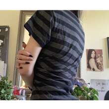 Women's Y2K Summer Casual Striped Tops Short Sleeve Round Neck Loose Fit Streetwear T-Shirt