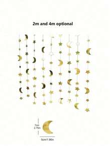 1-2 ชิ้น 4 ม. ของตกแต่งแขวนรูปพระจันทร์เสี้ยวเดือนรอมฎอน, ของตกแต่งผนังฉากปาร์ตี้ - มัลติคัลเลอร์ - ดู 5