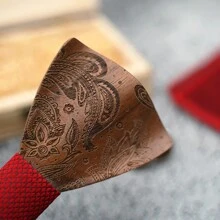 Wooden Bowknot Gravata 3D Paisley Design With Handkerchief And Cufflinks ,Wedding Groom Gift Butterfly For Men's Suit Shirt Necktie Jewerly Accessory