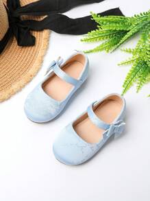 1 Pair Girl's Versatile Bow Decor Flat Shoes, Suitable For All Seasons - Blue - View 1