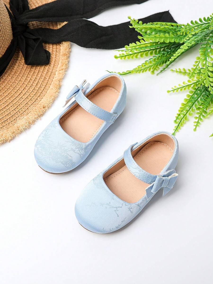 1 Pair Girl's Versatile Bow Decor Flat Shoes, Suitable For All Seasons - Blue - View 1