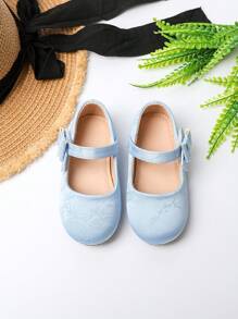 1 Pair Girl's Versatile Bow Decor Flat Shoes, Suitable For All Seasons - Blue - View 4