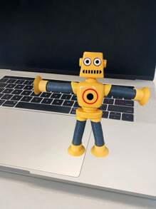 [1-4pcs] Upgraded Thicker & Wider Suction Cup Robot Stretch Toy, Multi-Shape Expandable Tube Decompression Curious Fidget Toy, Assorted Colors - Yellow - View 6