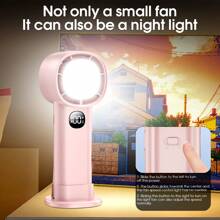 带 LED 灯的迷你风扇、便携式户外露营风扇、USB 充电台扇、台式冷却风扇、户外灯和小型台灯，适用于学生、宿舍、露营、办公室、礼物 - 彩色 - 查看 3