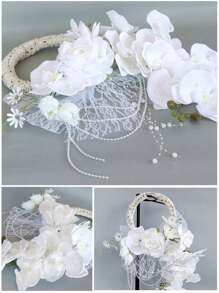 Artificial Flower Hand Garland,  Phalaenopsis Holding Flowers In Hand Party Decoration Home Decoration Floral Garland Romantic Fake Phalaenopsis Flowers For Wedding Party Ceremony Decor