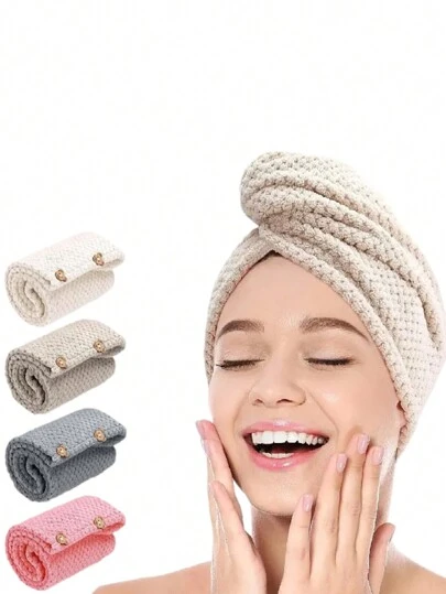 1pc Polyester Microfiber Hair Drying Towel, Women Hair Wrap Turban, Absorbent & Quick Drying, Soft, Suitable For Bathroom, Living Room, Makeup Removal, All Seasons
