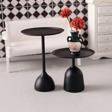 1pc 1:12 Scale Miniature Iron Art Round Coffee Table, Side Table, Tea Table, Mini Furniture For Doll House, Accessories For Mini Living Room Furniture, Mini Wooden Sofa With Cushion, Suitable For Christmas & New Year Gifts - Multicolor - View 9