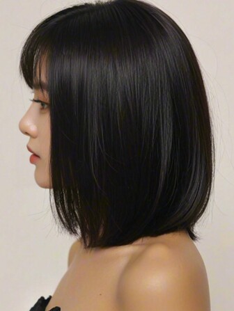 黑色鲍勃假发 短发造型 高品质刘海假发 耐热化纤假发 日常佩戴女士假发 甜美可爱假发 舞会假发