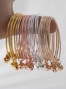 6 قطع أساور رائعة للأطفال من 3 إلى 10 سنوات بتصميم النجوم والأجراس المتداخلة، هدية عيد للأطفال