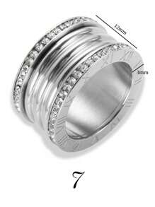 1 pieza Anillo de acero inoxidable con rhinestones de diseño exagerado de moda