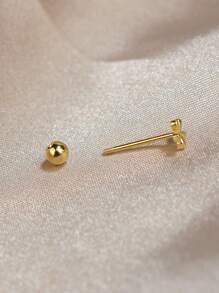 2 Pcs New Simple Stainless Steel Golden Flower Small Stud Earring For Women Girl Teen Tiny Screw Back Piercing Accessories