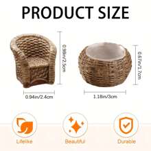 LIXUN 5 Pieces Miniature Bamboo Furniture Set, Resin Crafted Decorative Pieces, Home Decor Accessories Birthday - Multicolor - View 4