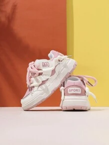 1 Pair Kids Thick Sole Platform Sneakers, Casual Shoes For Boys And Girls