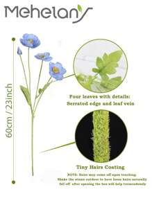 5 pièces/2 pièces/1 pièce/paquet Fleurs de coquelicot artificielles avec tiges longues floquées, fleurs de coquelicot factices en soie réaliste pour la maison, le mariage, les fêtes, les centres de table, les bouquets de mariage, le bureau, la décoration d'hôtel - Multicolore - Voir 7
