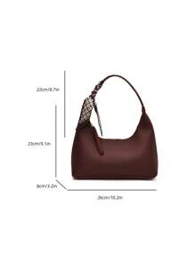 1 pieza Bolso de hombro/axilar minimalista de color borgoña con pañuelo