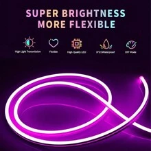 1 Tira de luz LED RGB de neón, cuerda de luz con alimentación USB inteligente con control de aplicación y botón, sincronización de música, perfecta para decoración del hogar, dormitorio, fiesta, múltiples modos, 3 tamaños a elegir, artículos de decoración de habitación, artículos de decoración del hogar, decoración de dormitorio, cumpleaños, decoración de la casa, artículos de habitación - Multicolor - Ver 8