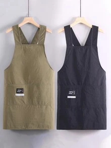 1pc Plain Color Crossover Sleeveless Apron, Minimalist New Design, Waterproof & Oil-Proof For Home Kitchen, Cooking, Work, Catering Use
