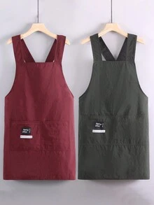 1pc Plain Color Crossover Sleeveless Apron, Minimalist New Design, Waterproof & Oil-Proof For Home Kitchen, Cooking, Work, Catering Use