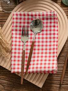 美式乡村风格红色格子长方形餐巾，适合日常使用，节日，派对，生日聚会，餐桌，四季皆宜 - B - 查看 3